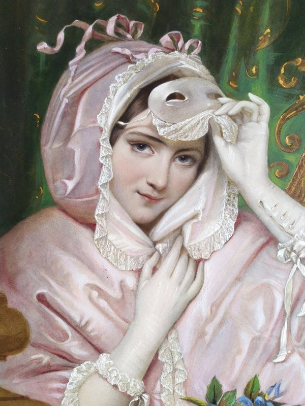 Gravure aquarellée XIXème Belle de nuit 