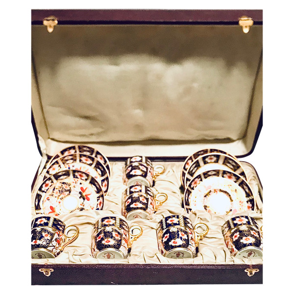 Royal Crown Derby Kaffee-/Mokka-Servicebox aus Porzellan 