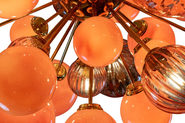 Large Sputnik style chandelier in Murano glass. Contemporary work. LS57993856T