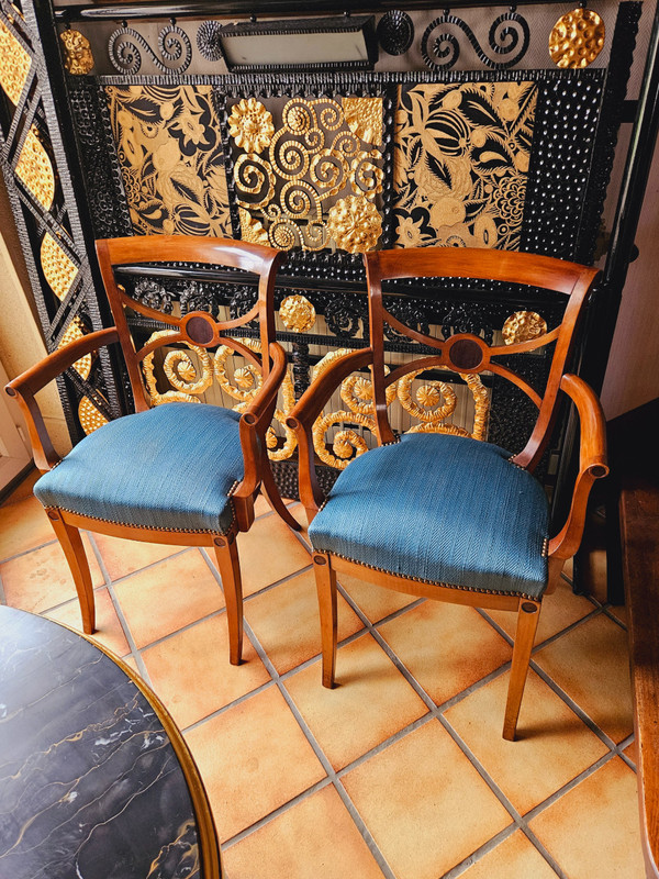Ernest Boiceau (1881 - 1950) Paire De Fauteuils En Sycomore Et Bois Exotique