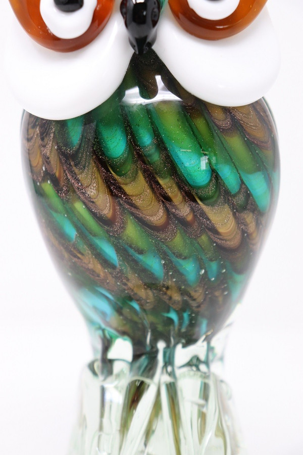 Eulenskulptur aus Muranoglas