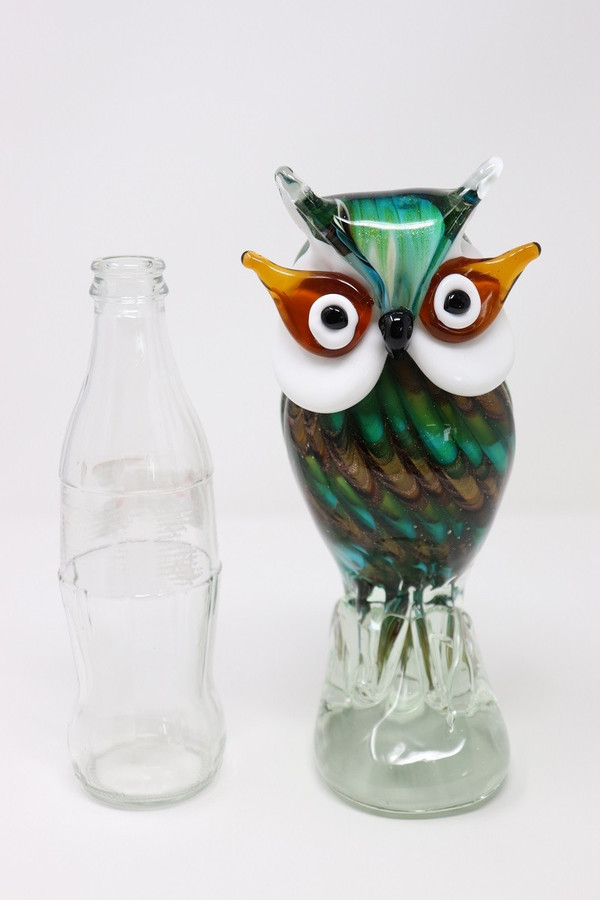 Eulenskulptur aus Muranoglas