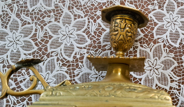 Portacandele a mano in bronzo della fine del XIX secolo