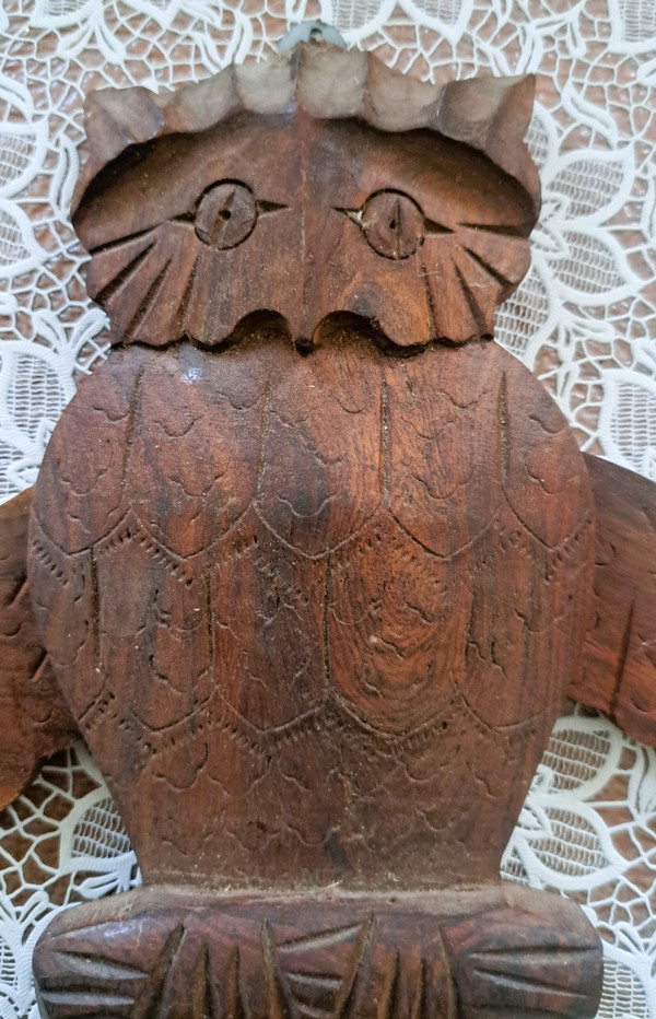 Appendiabiti scultura Gufo lavoro artigianale articolato degli anni '60