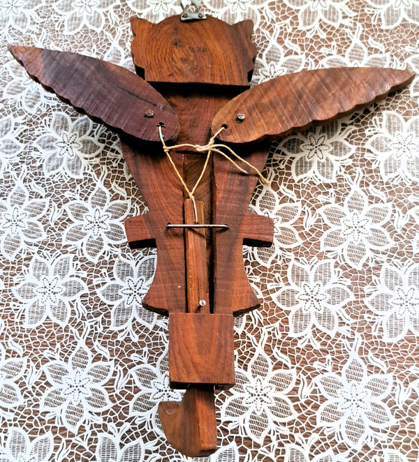 Appendiabiti scultura Gufo lavoro artigianale articolato degli anni '60