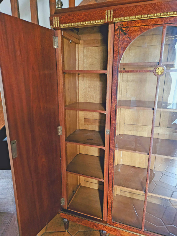 Bibliothèque 4 Portes Loupe De Thuya Bronze Doré St Directoire