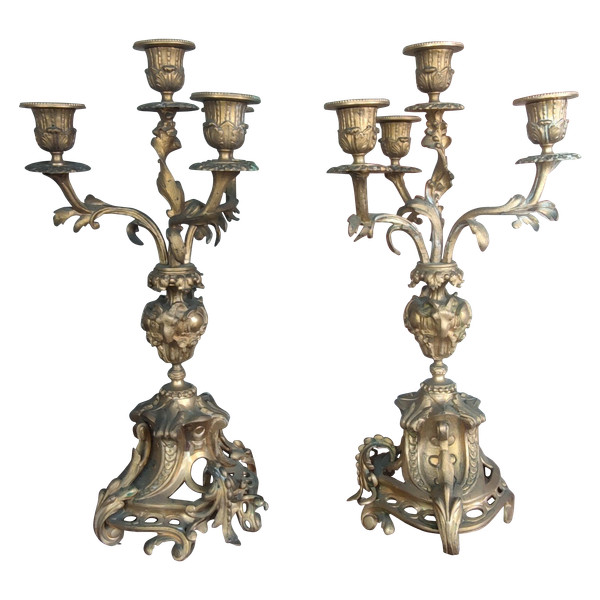 Pair of candelabra Louis XV candlesticks 18th century