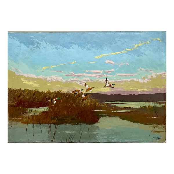 Ducks in pond raising