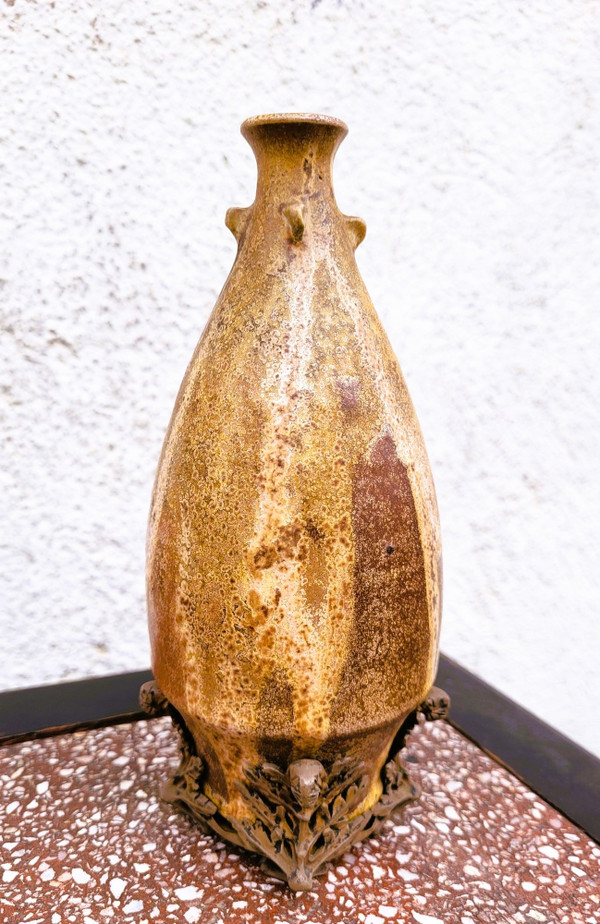 C Greber, Vase En Grès Flammé, Art  Nouveau, XXème Siècle