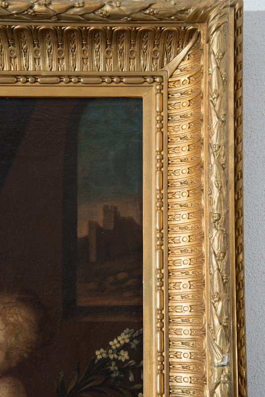 Dipinto antico raffigurante la Vergine col Bambino. Lombardia XVIII Secolo