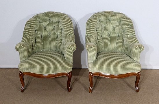  Paire de Fauteuils dits Crapaud, époque Napoléon III – Milieu XIXe 