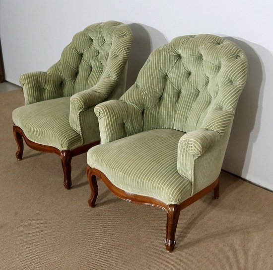  Paire de Fauteuils dits Crapaud, époque Napoléon III – Milieu XIXe 