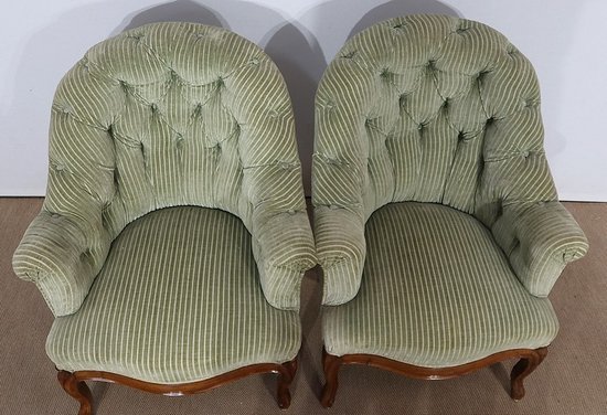  Paire de Fauteuils dits Crapaud, époque Napoléon III – Milieu XIXe 