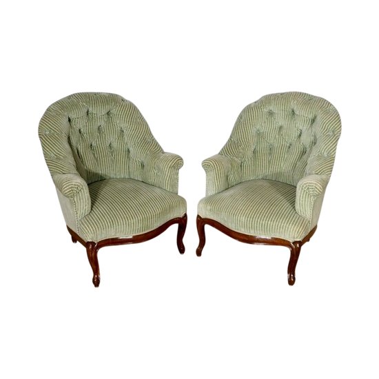  Pair of so-called Crapaud armchairs, Napoleon III period - Mid-19th century