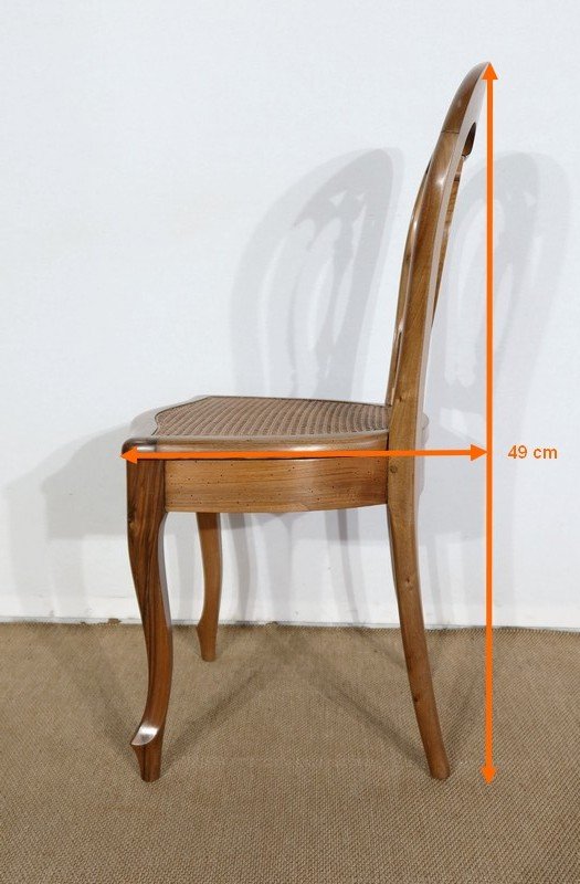  Set of 5 solid walnut chairs in the Louis XV style, Napoleon III period - Mid-19th century