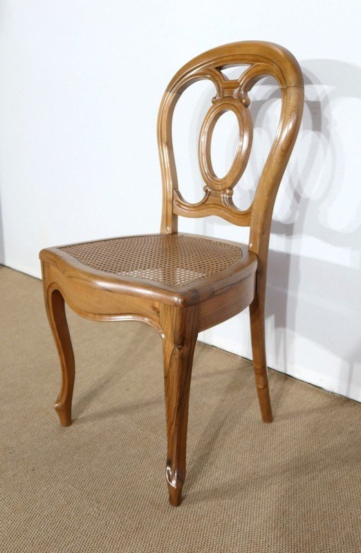  Set of 5 solid walnut chairs in the Louis XV style, Napoleon III period - Mid-19th century