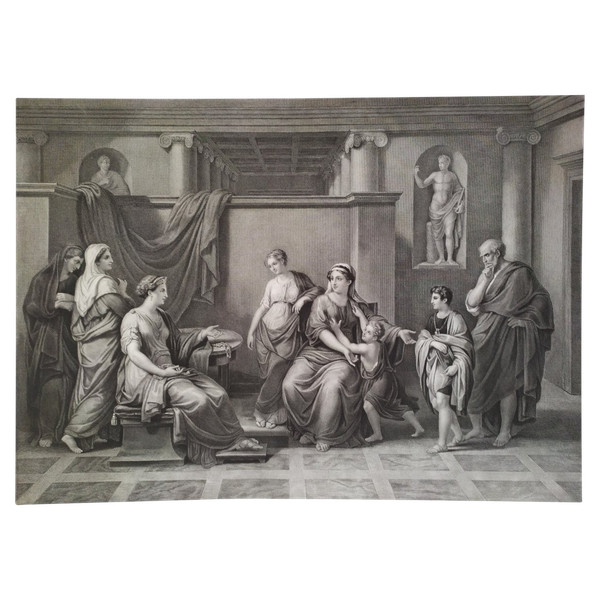 Etching Mythological Cornelie Engraving 19th C Old Print