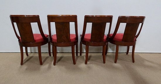  Suite di quattro Sedie a Gondola in Mogano, Periodo di Restauro - Prima parte del XIX secolo