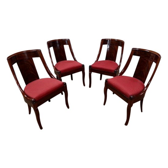  Suite of four Mahogany Gondola Chairs, Restoration period - 1st part of the 19th century