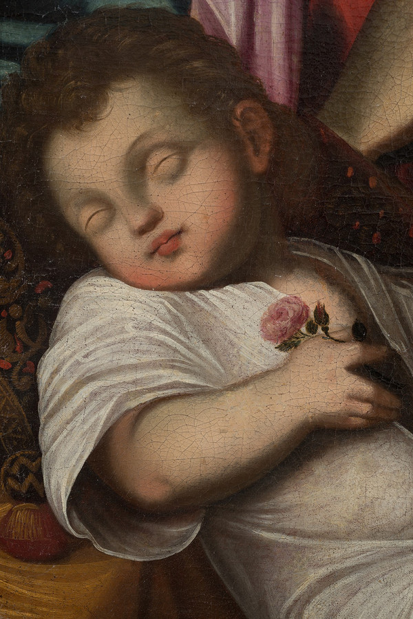 Antico Dipinto Olio Su Tela Bologna XVII Secolo.