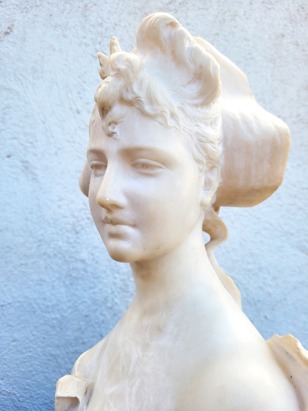 Ant Nelson, Busto di donna, Alabastro, Fine XIX secolo