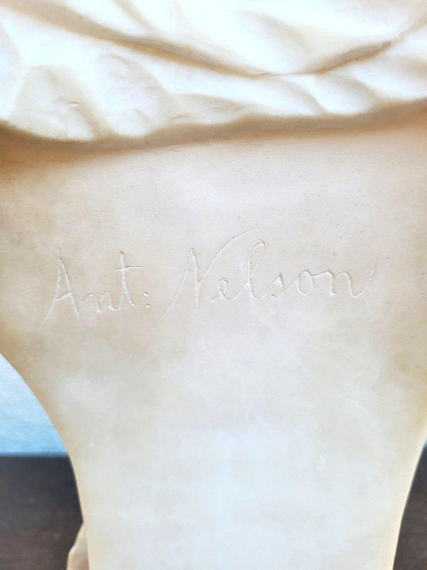 Ant Nelson, Busto di donna, Alabastro, Fine XIX secolo