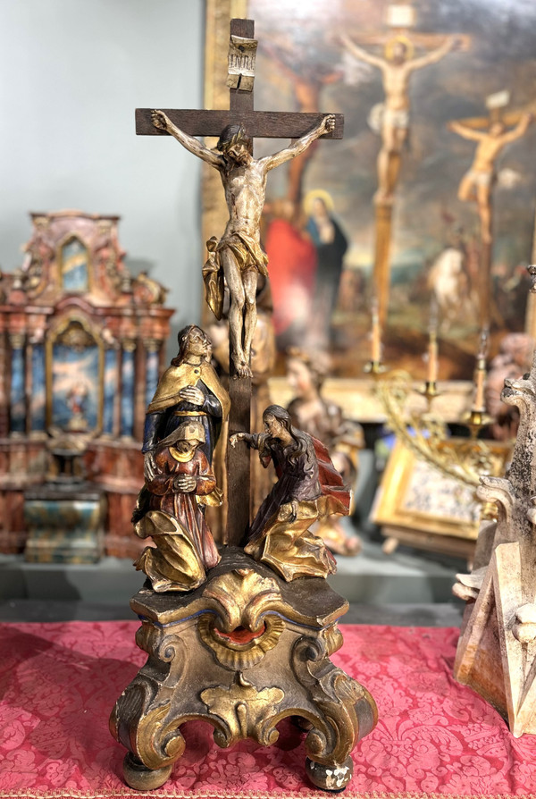 Grand Groupe De Crucifixion Baroque – XVIIIe