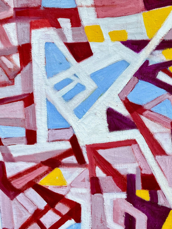 Andrée Simon (1896-1981), Composition Abstraite, Huile Sur Toile De 1978.