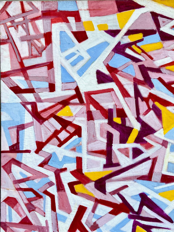 Andrée Simon (1896-1981), Composition Abstraite, Huile Sur Toile De 1978.
