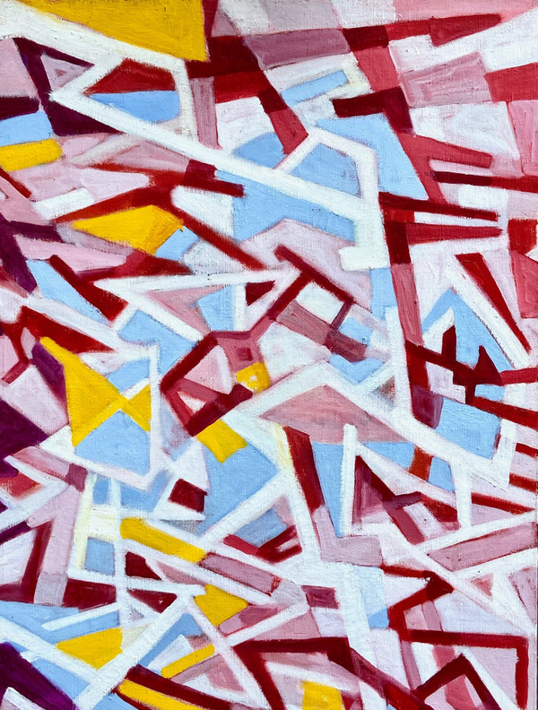 Andrée Simon (1896-1981), Composition Abstraite, Huile Sur Toile De 1978.