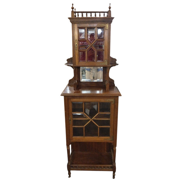 Display cabinet - Walnut - Brass - C. 1900.