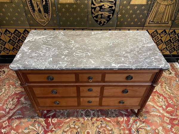 Commode d’époque Louis XVI en noyer et merisier Restaurée 