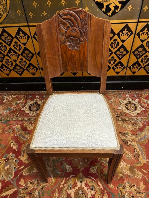 Set of 6 art deco walnut chairs