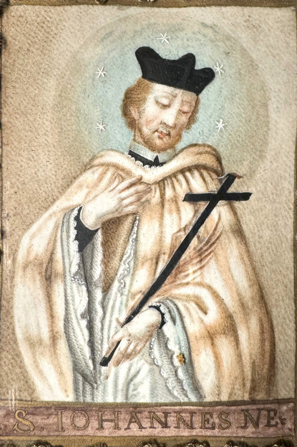 Frame with Four Relics and Representation of Saint John of Nepomuk - 18th Century