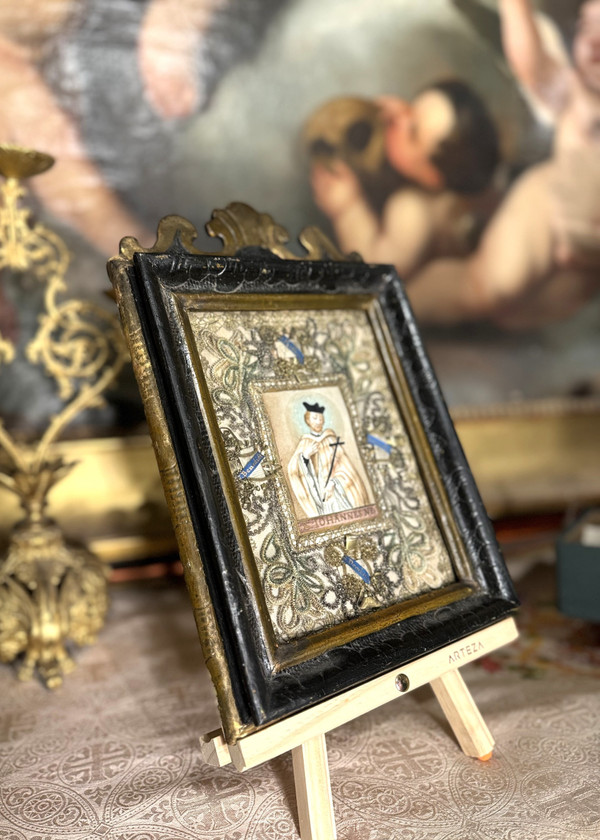 Frame with Four Relics and Representation of Saint John of Nepomuk - 18th Century