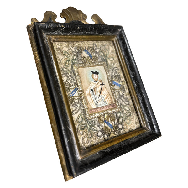 Frame with Four Relics and Representation of Saint John of Nepomuk - 18th Century