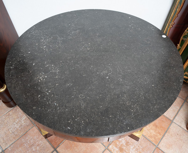 Vecchio Tavolo Impero In Piuma Di Mogano Francia XIX Secolo.