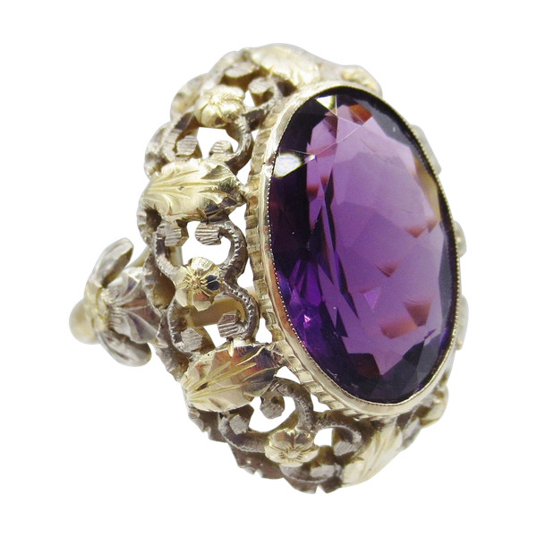 Ring, Gold und Amethyst.