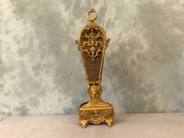 Pare feu de cheminée en bronze d'époque 19 ème en éventail