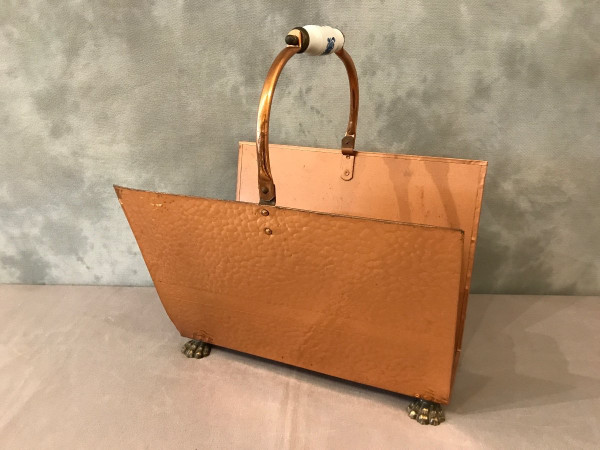 Red copper log basket circa 1980