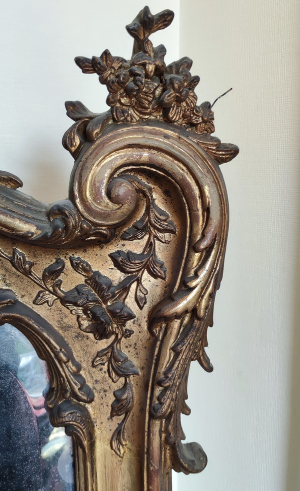 grand  Miroir  doré  Style Louis XV  19 ème siècle