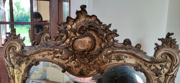 grand  Miroir  doré  Style Louis XV  19 ème siècle