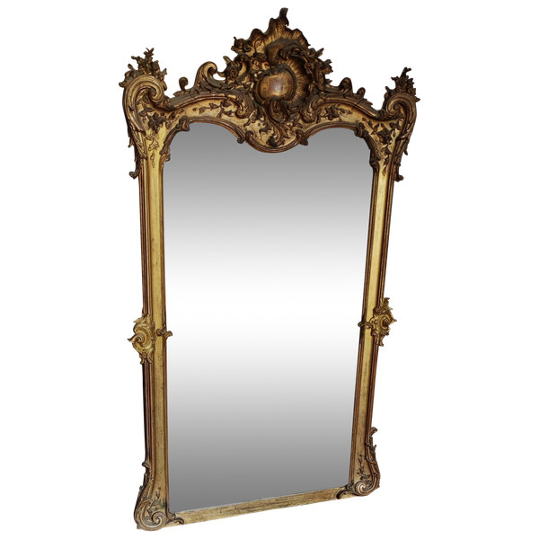 grand  Miroir  doré  Style Louis XV  19 ème siècle