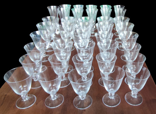 Set of 40 Daum France Crystal Glasses Orval Model