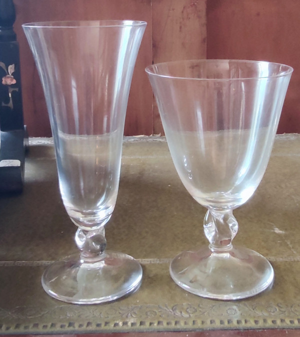 Set of 40 Daum France Crystal Glasses Orval Model