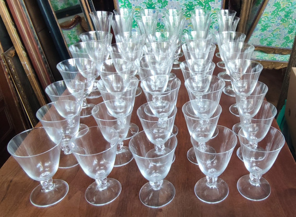 Set of 40 Daum France Crystal Glasses Orval Model