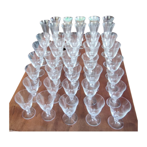Set of 40 Daum France Crystal Glasses Orval Model