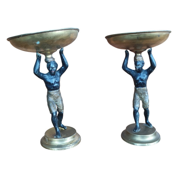 Pair of Ancient Nubian Servant Characters Needle Holders