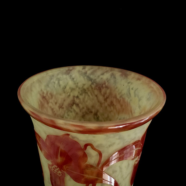 SCHNEIDER   glass vase model "orchidées " signed 3Le VerreFrançais" circa 1924-1927