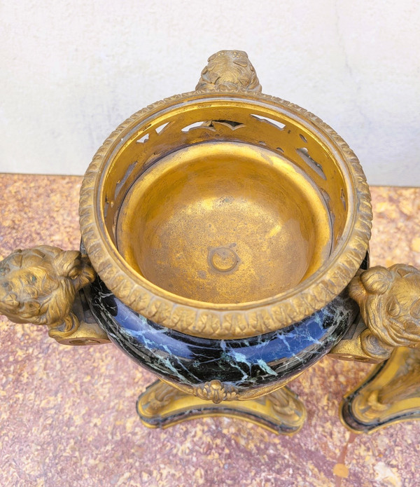 Coppia di cassette in marmo e bronzo, XIX secolo